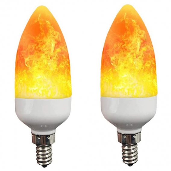 2 Stück E14 LED Flammen Flacker Glühbirne Flammenlicht Kerzenlampe 3 Beleuchtungsmodi Atmosphäre Deko