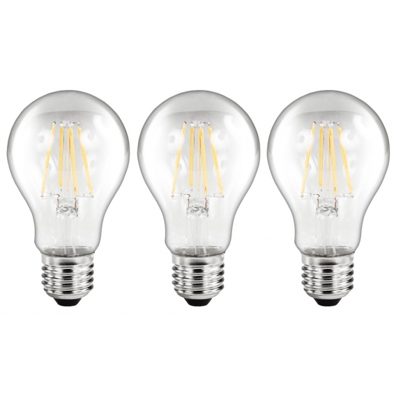 3er-Pack LED Filament Set McShine, 3x Glühlampe, E27, 6W, 630lm, warmweiß, klar