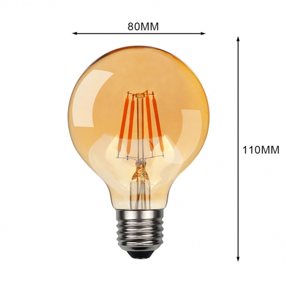 Edison Vintage Glühbirne, 4 Pcs G80 Globe Gluehbirne Vintage LED E27 4W Warmweiss Antike Filament