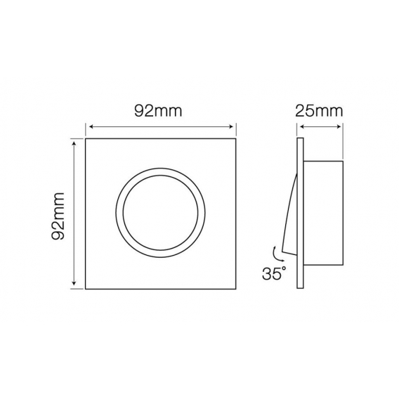 Einbaustrahler GU10 Einbaurahmen 35° Schwenkbar Ø85mm Bohrloch Aluminium inkl. GU10 Fassung für LED Leuchtmittel, Schwarz Brushe