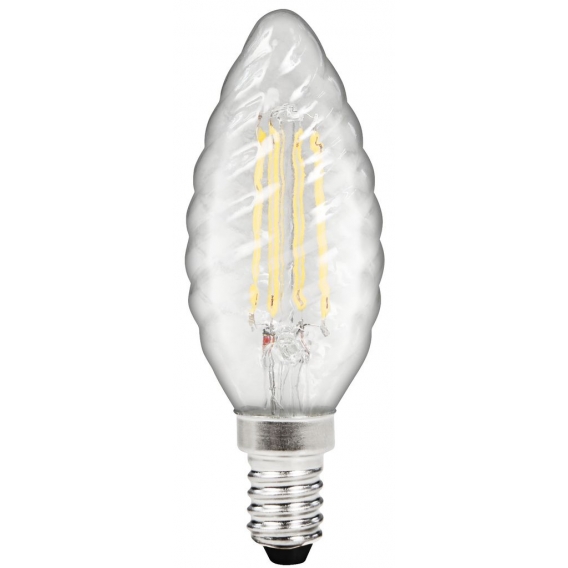 LED Filament Kerzenlampe gedreht McShine "Filed", E14, 4W, 470 lm, warmweiß, klar