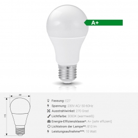 More about LED Leuchtmittel Licht 10W, E27, Birnenform, Warmweiß 10 Stück Set