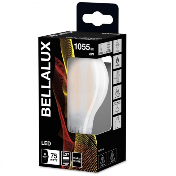 Bellalux LED Classic A75 Filament Lampe E27 Leuchtmittel 8W＝75W Warmweiß matt