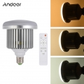 Andoer E27 50W LED Birne Lampe Einstellbare Helligkeit & Farbtemperatur 3200K  5600K mit Fernbedienung Studio Foto Video Licht A