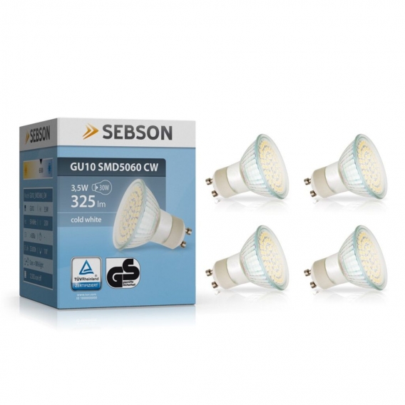 4x LED Lampe GU10 kaltweiß 6500K 4W / 30W Leuchtmittel Strahler Spot 230V SEBSON