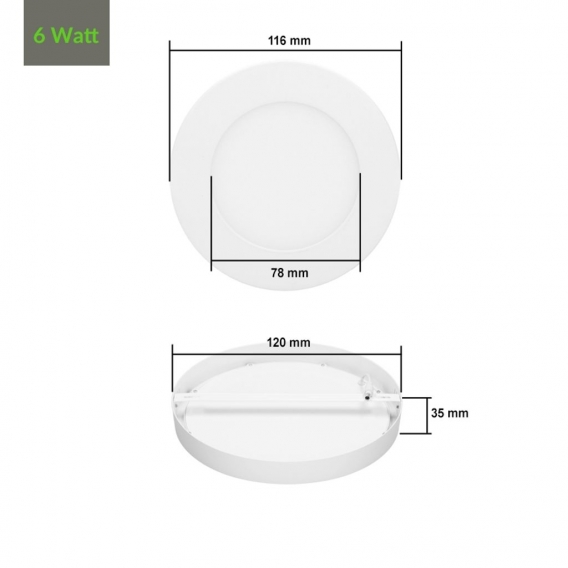 ECD Germany 2er Pack LED Deckenlampe 6W - AC 220-240V - 361 Lumen - Ø120 mm - Rund - 160° Abstrahlwinkel - Kaltweiß 6000K - Deck