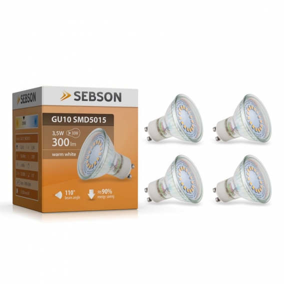 4x LED Lampe GU10 warmweiss 4W / 30W Leuchtmittel Strahler Spot 230V SEBSON