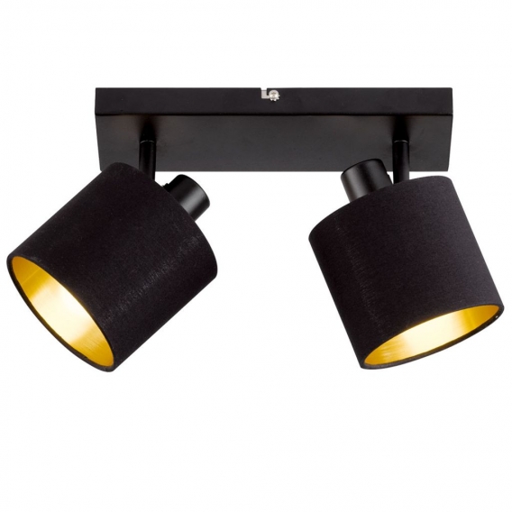 RGB LED Deckenstrahler, schwarz-gold, Spots beweglich, L 28 cm, TOMMY