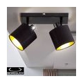 RGB LED Deckenstrahler, schwarz-gold, Spots beweglich, L 28 cm, TOMMY