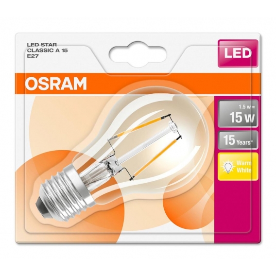 Osram LED Retrofit Classic A15 Lampe E27 Leuchtmittel 1,2W＝15W Warmweiß klar