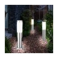 3er Set LED Stehleuchten für den Garten mit Steckdosen