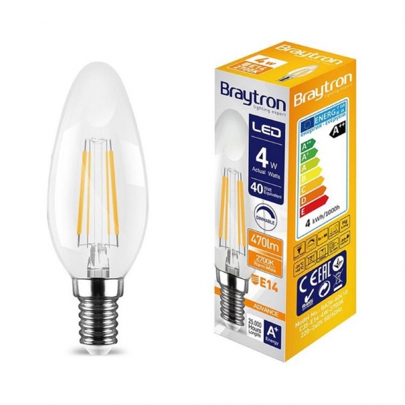 5x E14 Filament C35 | LED | Leuchtmittel | Lampe | Birne | Leuchte | Beleuchtung | Form: Kerze | 4W | 400 Lumen | Dimmbar | warm