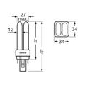 Osram 26w Dulux-D Kompaktleuchtstofflampe 2 Pin G24d-1  827 (DD26827)