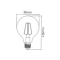 E27 6W LED Filament Globe Ø95mm Dimmbar Glühbirne Warmweiß 2200K 515 lm Glühfaden Retro Edison Lampe Vintage Look Fadenlampe Bal