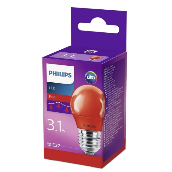 Philips LED Lampe, E27 Tropfenform P45, rot, nicht dimmbar, 1er Pack [Energieklasse C]