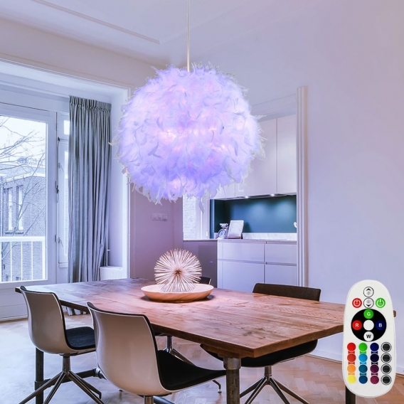 RGB LED Pendelleuchte mit Feder-Lampenschirm und Dimmer