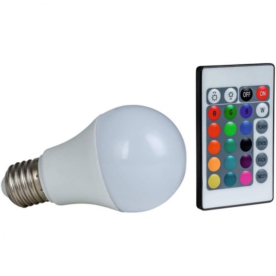 HEITRONIC LED Leuchtmittel E27 7,5W RGB und Warmweiß 300K und Fernbedienung