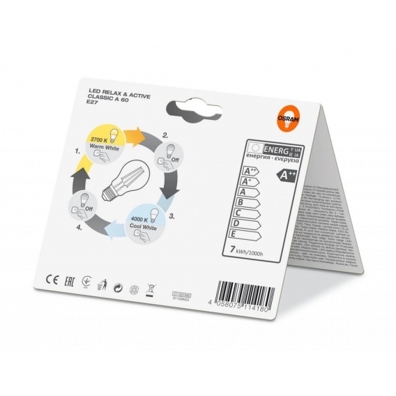 OSRAM LED RELAX & ACTIVE CLASSIC A 60 BLI Tunable White Filament Klar E27 Glühlampe