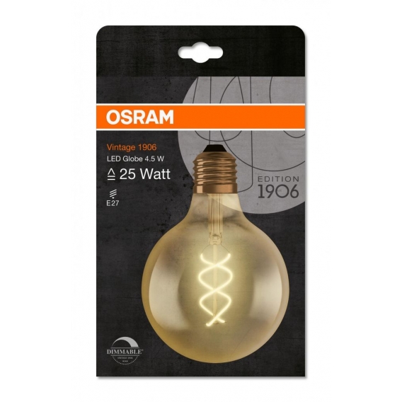 OSRAM LED VINTAGE 1906 CLASSIC GLOBE 125 25 FS DIM Warmweiß Filament Gold E27 Kugel