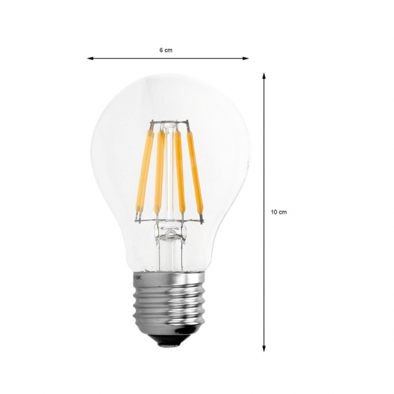 ECD Germany 6er Pack E27 LED Birne Filament 8W - AC 220-240V - 816 Lumen - 120° Abstrahlwinkel - Warmweiß 2800K - ersetzt 45W Gl