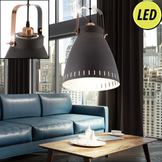 LED Vintage Pendelleuchte in schwarz für den Wohnraum MAKKY