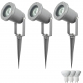 3er Set LED Steckleuchten aus Aluminium-Druckguss in silber