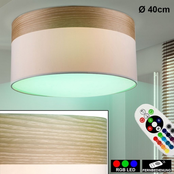 RGB LED Deckenlampe mit Textil Lampenschirm in braun CHIPSY