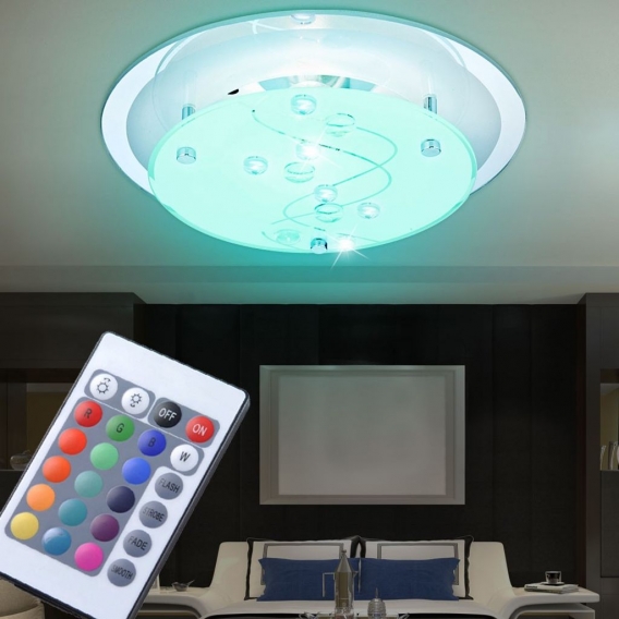 RGB LED Deckenleuchte aus Glas mit Fernbedienung