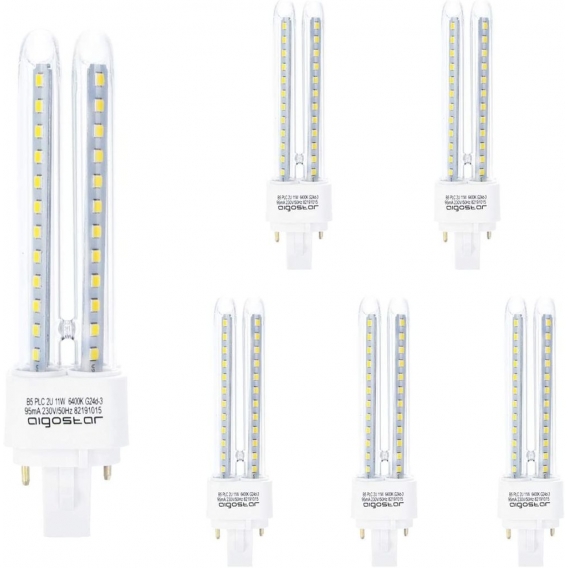 Led Kaltweiß 11W PLC G24 Leuchtmittel Mains Birne Lampe 6400K 935 Lumen Abstrahlwinkel 360 Grad 2U Glühbirnen 5 Stücke Energiesp