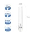 Aigostar Lampe Kaltweiß Leuchtstoffröhren 2-Pin PLC 26W G24 6400K 1560lm Energiesparlampe, 5-er Verpack [Energieklasse A]