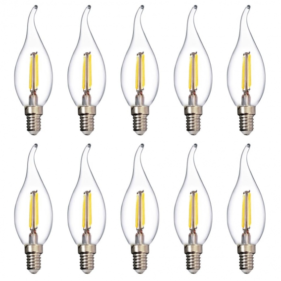 10er SET E14 LED Leuchtmittel 4W 230V neutralweiß 4000K Ø36mm Lampen Filament Windstoß Kerze 400 Lumen