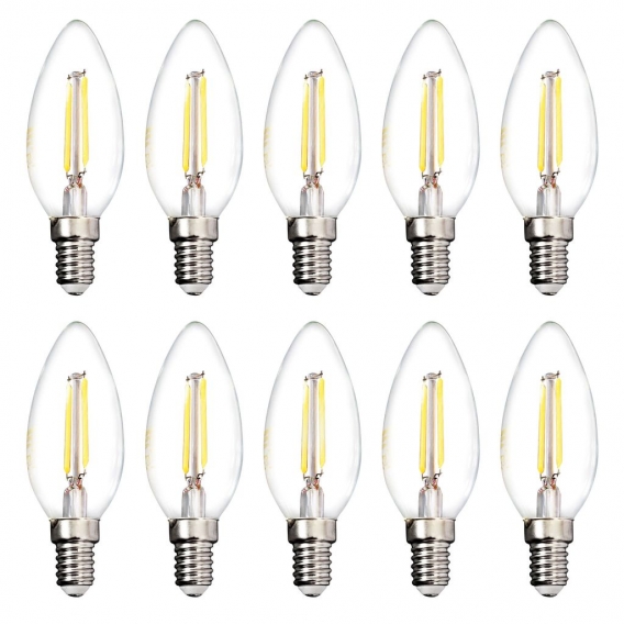 10er SET E14 LED Leuchtmittel 4W 230V warmweiß 3000K Ø36mm Lampen Filament Retro 400 Lumen