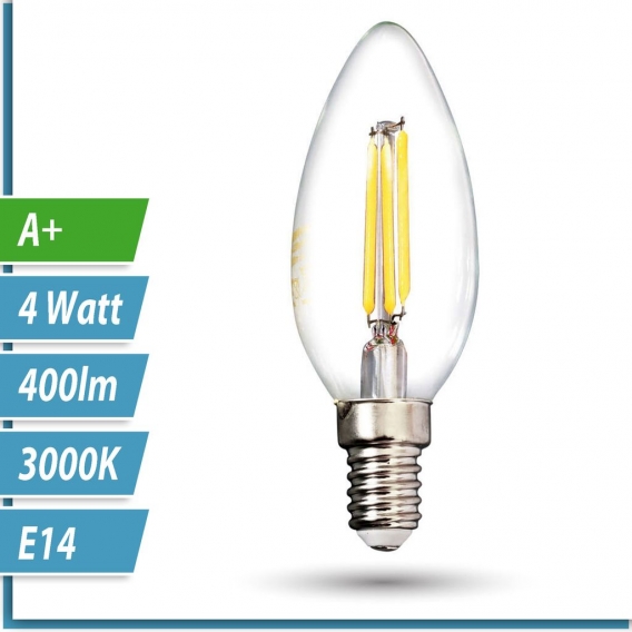 10er SET E14 LED Leuchtmittel 4W 230V warmweiß 3000K Ø36mm Lampen Filament Retro 400 Lumen