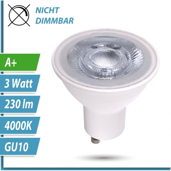 10x GU10 LED Leuchtmittel 3 Watt 10er SET neutralweiß 230 Lumen Lampe Glühbirne MR16 Ersatz Halogenlampe