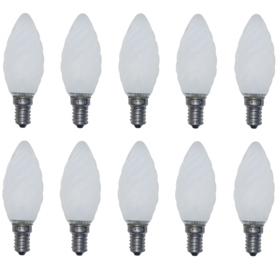 10 Stück Glühlampe Glühbirne Kerze gedreht E14 60W 60 Watt matt 230V Leuchtmittel