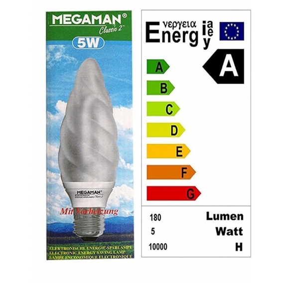 Megaman Energiersparleuchte XXL Kerze gedreht 5W E27 180lm 2700K MM025