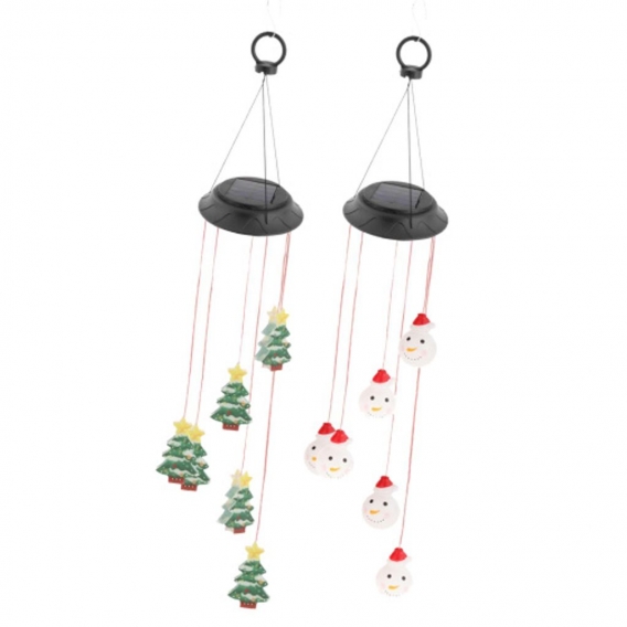 2pieces Solarbetriebene Weihnachten Wind Chimes LED Lampe Light Patio Decor