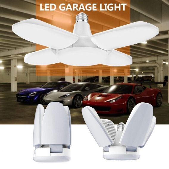 E27 Lüfter Blattform 60W LED Garagenleuchten Warmweiß 3000K 3800 Lumen Ersetzt 480 Watt Glühlampen, LED Faltlampe für Garage, La