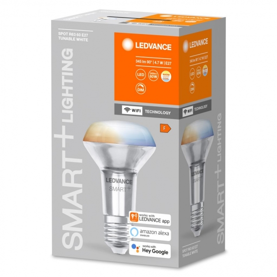 LEDVANCE Smarte LED R63 Spotlampe mit Wifi Technologie, Sockel E27, Lichtfarbe änderbar (2700-6500K), Ersatz für herkömmliche 60