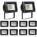 Greenmigo 10x 20W SMD Fluter Strahler Warmweiß Schwarz Aluminium Gehäuse IP65 Wasserdicht LED Lampe Wandleuchter Flulicht Flutbe