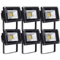 Greenmigo 6x 20W SMD Fluter Strahler Warmweiß Schwarz Aluminium Gehäuse IP65 Wasserdicht LED Lampe Wandleuchter Flulicht Flutbel