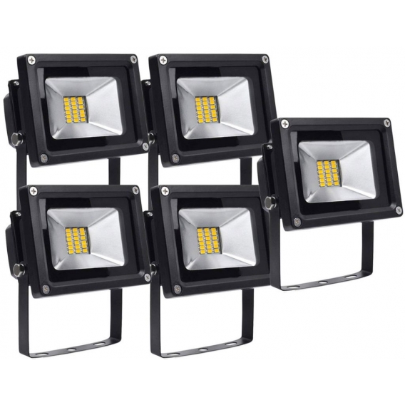 Greenmigo 5x 20W SMD Fluter Strahler Warmweiß Schwarz Aluminium Gehäuse IP65 Wasserdicht LED Lampe Wandleuchter Flulicht Flutbel