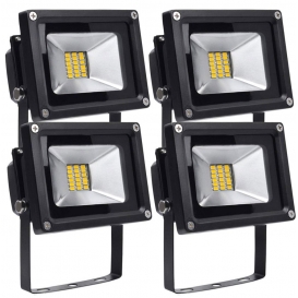 More about Greenmigo 4x 20W SMD Fluter Strahler Warmweiß Schwarz Aluminium Gehäuse IP65 Wasserdicht LED Lampe Wandleuchter Flulicht Flutbel