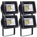 Greenmigo 4x 20W SMD Fluter Strahler Warmweiß Schwarz Aluminium Gehäuse IP65 Wasserdicht LED Lampe Wandleuchter Flulicht Flutbel