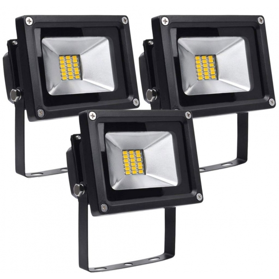 Greenmigo 3x 20W SMD Fluter Strahler Warmweiß Schwarz Aluminium Gehäuse IP65 Wasserdicht LED Lampe Wandleuchter Flulicht Flutbel