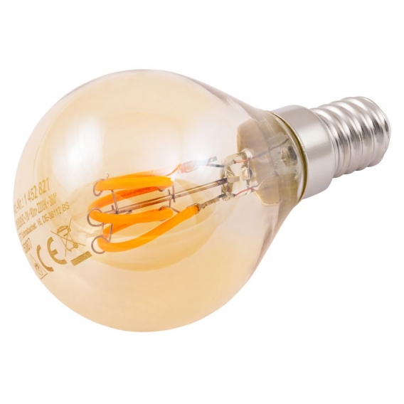 LED Filament Tropfenlampe McShine "Retro", E14, 1W, 90lm, warmweiß, goldenes Glas