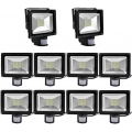 Greenmigo 10x 30W SMD Fluter mit Bewegungsmelder LED Strahler Warmweiß warmweiss Licht IP65 Wasserdicht LED Lampe Wandleuchter F