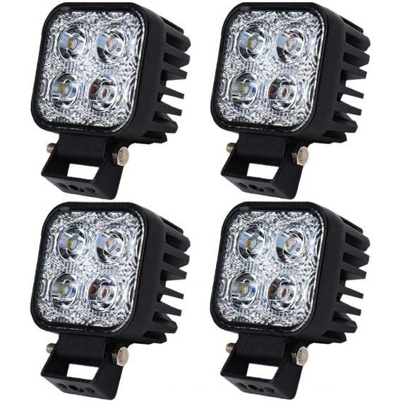 Greenmigo 4x 12W LED Lampe square Scheinwerfer kaltweiß Spot IP67 Arbeitsscheinwerfer