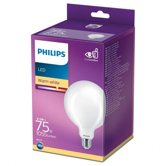 Philips LED Lampe ersetzt 75W, E27 Globe G120, weiß, warmweiß, 1055 Lumen, nicht dimmbar, 1er Pack