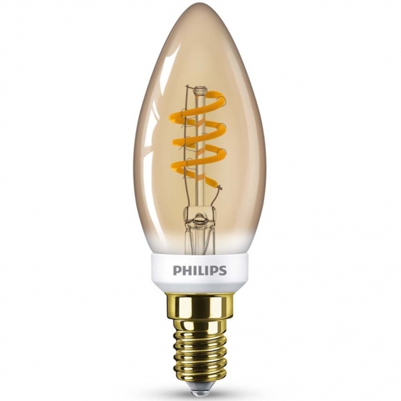 Philips LED Lampe ersetzt 15W, E14 Kerzenform B35, gold, warmweiß, 136 Lumen, dimmbar, 1er Pack [Energieklasse A]